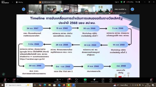 ร่วมการประชุมชี้แจงแนวทางการสมัครและหลักเกณฑ์การพิจารณารางวัลเลิศรัฐ ประจำปี 2568