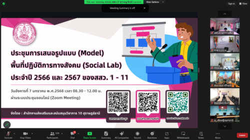 ร่วมประชุมการเสนอรูปแบบ (Model) พื้นที่ปฏิบัติการพัฒนาสังคม (Social Lab) ประจำปี 2566 และ 2567