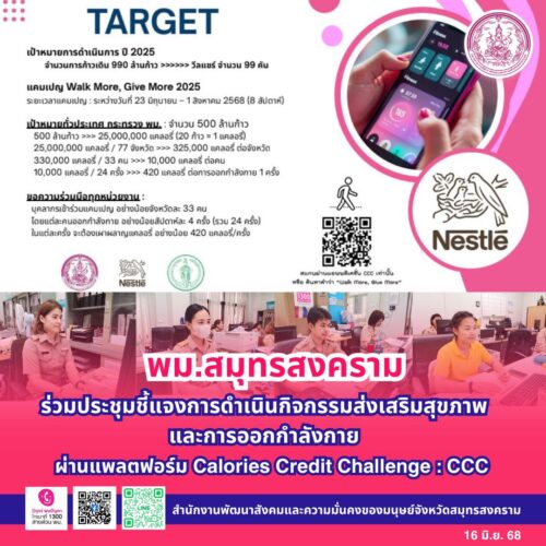 ร่วมประชุมชี้แจงการดำเนินกิจกรรมส่งเสริมสุขภาพและการออกกำลังกาย ประจำปีงบประมาณ พ.ศ. 2568 ผ่านแพลตฟอร์ม Calories Credit Challenge : CCC